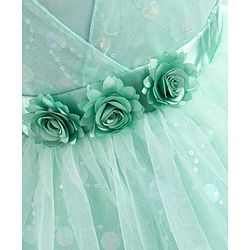 Babyhug Sleeveless Foil Printed Party Frock - Mint Green