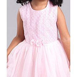 Babyhug Sleeveless Party Frock with Sequins & Corsage - Light Pink