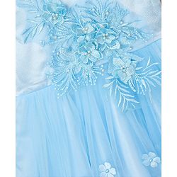 Babyhug Sleeveless Floral Embroidery Party Frock - Light Blue