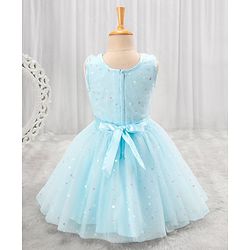 Babyhug Sleeveless Party Wear Frock with Corsage -Light Blue