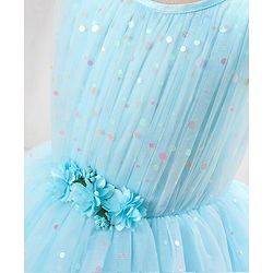 Babyhug Sleeveless Party Wear Frock with Corsage -Light Blue