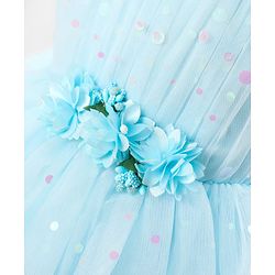 Babyhug Sleeveless Party Wear Frock with Corsage -Light Blue
