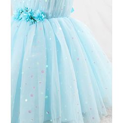 Babyhug Sleeveless Party Wear Frock with Corsage -Light Blue