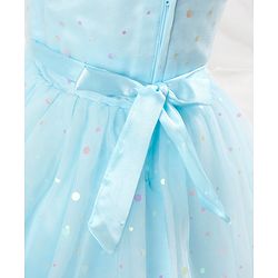 Babyhug Sleeveless Party Wear Frock with Corsage -Light Blue