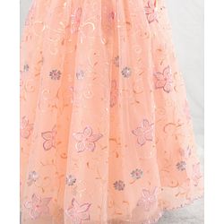 Babyhug Cap Sleeves Knee Length Party Frock Embroidered - Peach
