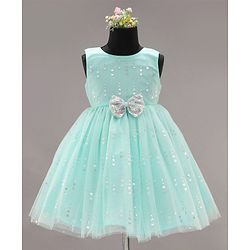 Babyhug Sleeveless Party Wear Frock with Corsage -Light Blue