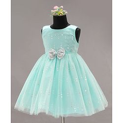 Babyhug Sleeveless Party Wear Frock with Corsage -Light Blue