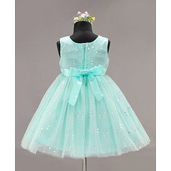 Babyhug Sleeveless Party Wear Frock with Corsage -Light Blue