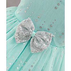 Babyhug Sleeveless Party Wear Frock with Corsage -Light Blue