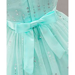 Babyhug Sleeveless Party Wear Frock with Corsage -Light Blue