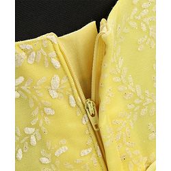 Babyhug Sleeveless Glitter Printed Party Frock - Yellow
