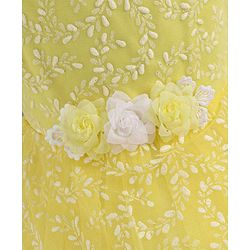Babyhug Sleeveless Glitter Printed Party Frock - Yellow
