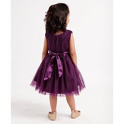 Babyhug Sleeveless Party Frock with Sequins & Corsage - Purple
