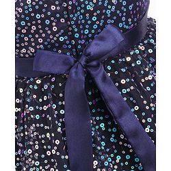 Babyhug Cap Sleeves All Over Sequinned Party Frock - Navy