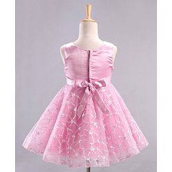 Babyhug Mesh Sleeveless  Embroidered Frock - Pink