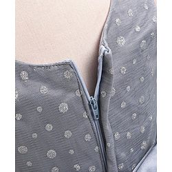 Babyhug Mesh Sleeveless Glitters Polka Dots Printed Frock - Grey