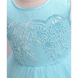 Babyhug Mesh Sleeveless Embroidery Frock - Blue