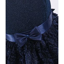 Babyhug Mesh Sleeveless Embroidery Frock - Navy