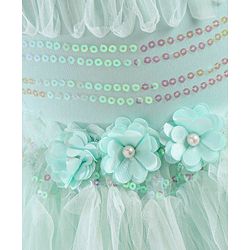 Babyhug Mesh Sleeveless Sequin Frock - Mint