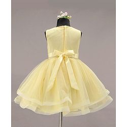 Babyhug Party Wear Sleeveless Frock Floral Appliques - Light Yellow