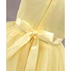 Babyhug Party Wear Sleeveless Frock Floral Appliques - Light Yellow