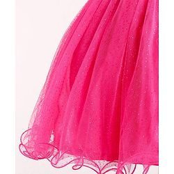 Babyhug Sleeveless Party Wear Frock With Foil Print - Fuschia