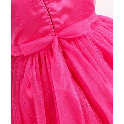Babyhug Sleeveless Party Wear Frock With Foil Print - Fuschia
