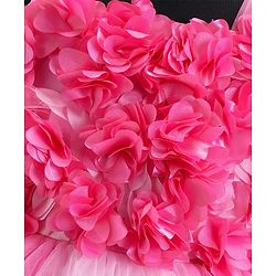 Babyhug Sleeveless Party Wear Frock With Floral Applique- Pink
