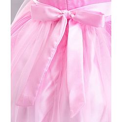 Babyhug Sleeveless Party Wear Frock With Floral Applique- Pink
