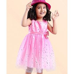 Babyhug Sleeveless Embellished Party Wear Frock - Pink