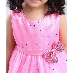 Babyhug Sleeveless Embellished Party Wear Frock - Pink