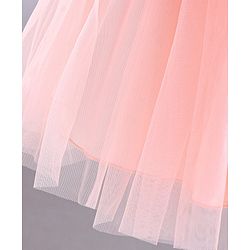 Babyhug Sleeveless Party Wear Tulle Frock With Roses Applique- Peach