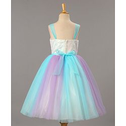Babyhug Sleeveless Sequinned Party Wear Gown With Flower Applique - Purple