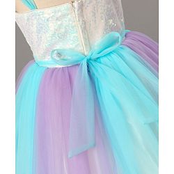 Babyhug Sleeveless Sequinned Party Wear Gown With Flower Applique - Purple