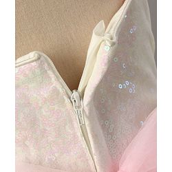 Babyhug Sleeveless Sequinned Party Wear Frock With Flower Applique - Pink