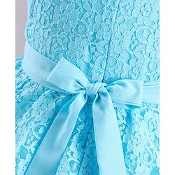 Babyhug Mesh Sleeveless Embroidery Frock - Sky Blue