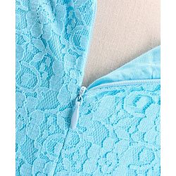 Babyhug Mesh Sleeveless Embroidery Frock - Sky Blue