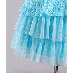 Babyhug Mesh Sleeveless Embroidery Frock - Sky Blue