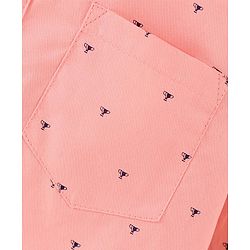 Babyhug Full Sleeves Party Wear Shirt With Bow Trophy Print - Peach