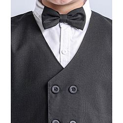 Babyhug WovenCotton Full Sleeves Shirt & Trousers With Waistcoat & Bow - Black