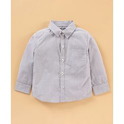 Babyhug Woven Full Sleeves Shirt & Trouser With Bow - Grey
