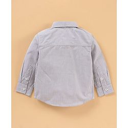 Babyhug Woven Full Sleeves Shirt & Trouser With Bow - Grey