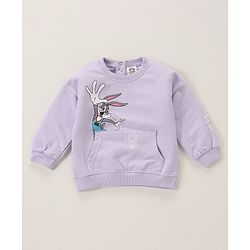 Babyhug Full Sleeves Knit Sweatshirt  Space Jam Print- Purple