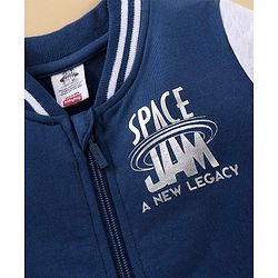 Babyhug Full Sleeves SPACE JAM Bomber Sweat Jacket with Foil Print - Navy Blue