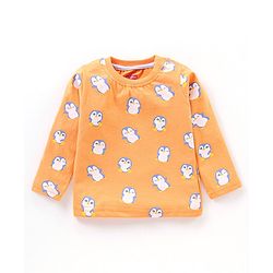 Babyhug Full Sleeves T-Shirt Penguin Print Pack of 3 - Orange & Blue