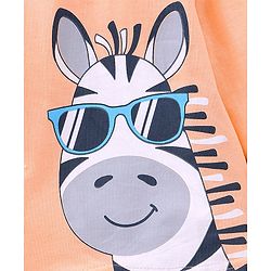Babyhug Cotton Full Sleeves T-Shirt With Zebra Print - Coral