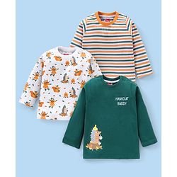 Babyhug Cotton Full Sleeves Stripes T-Shirts Pack of 3 - Multicolor