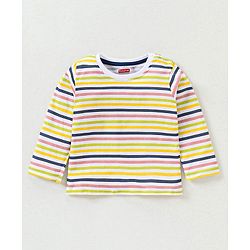 Babyhug Cotton Full Sleeves T-Shirt Striped Pack of 5 - Green & Blue