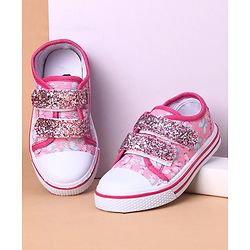 Cute Walk by Babyhug Casual Shoes With Velcro Closure Butterfly Print- Fuchsia