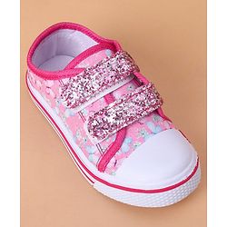Cute Walk by Babyhug Casual Shoes With Velcro Closure Butterfly Print- Fuchsia